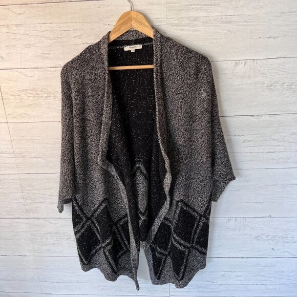 Madewell Cardigan Womens Size XS/S Gray & Black All Angels Batwing Open Front - Picture 4 of 15